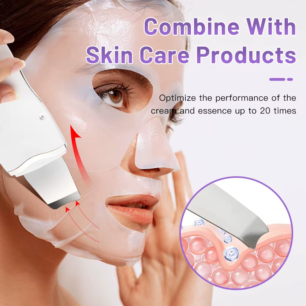 Ultrasonic Facial Skin Scrubber — Deep Pore & Blackhead Cleansing Spatula