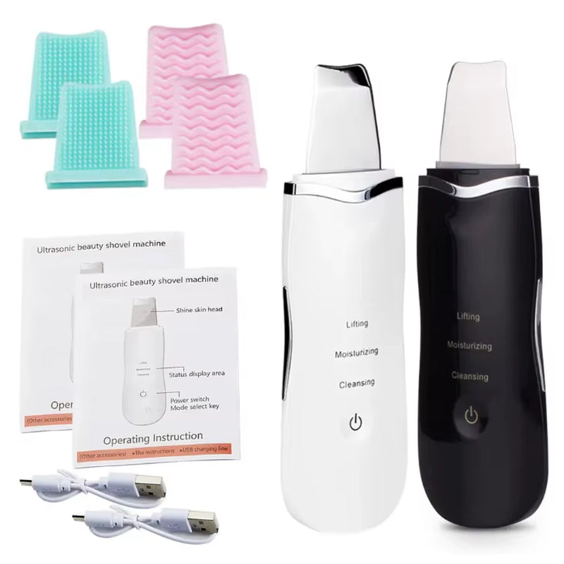 Ultrasonic Facial Skin Scrubber — Deep Pore & Blackhead Cleansing Spatula