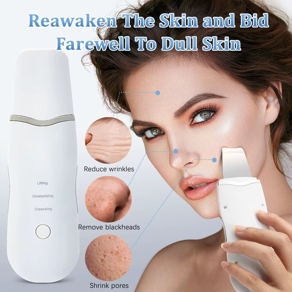 Ultrasonic Facial Skin Scrubber — Deep Pore & Blackhead Cleansing Spatula