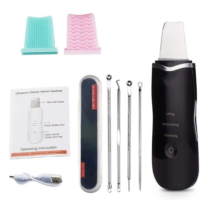 Ultrasonic Facial Skin Scrubber — Deep Pore & Blackhead Cleansing Spatula
