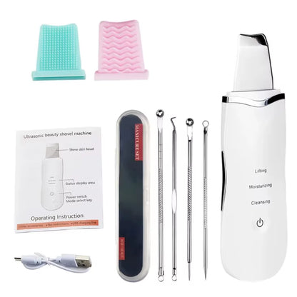 Ultrasonic Facial Skin Scrubber — Deep Pore & Blackhead Cleansing Spatula