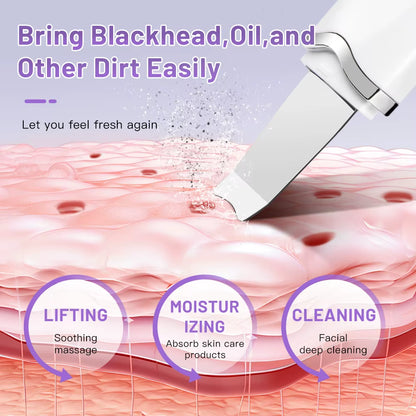 Ultrasonic Facial Skin Scrubber — Deep Pore & Blackhead Cleansing Spatula